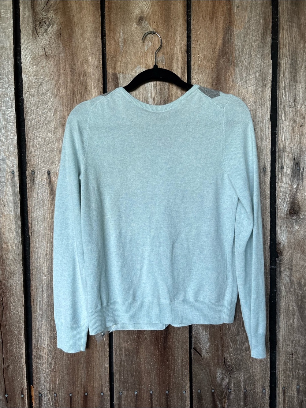 Talbots Argyle Cardigan Sweater Small Blue Gray Lambswool Angora NWT Academia - Picture 3 of 7